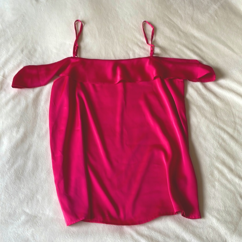 Bright Pink Blouse with Shoulder Draping